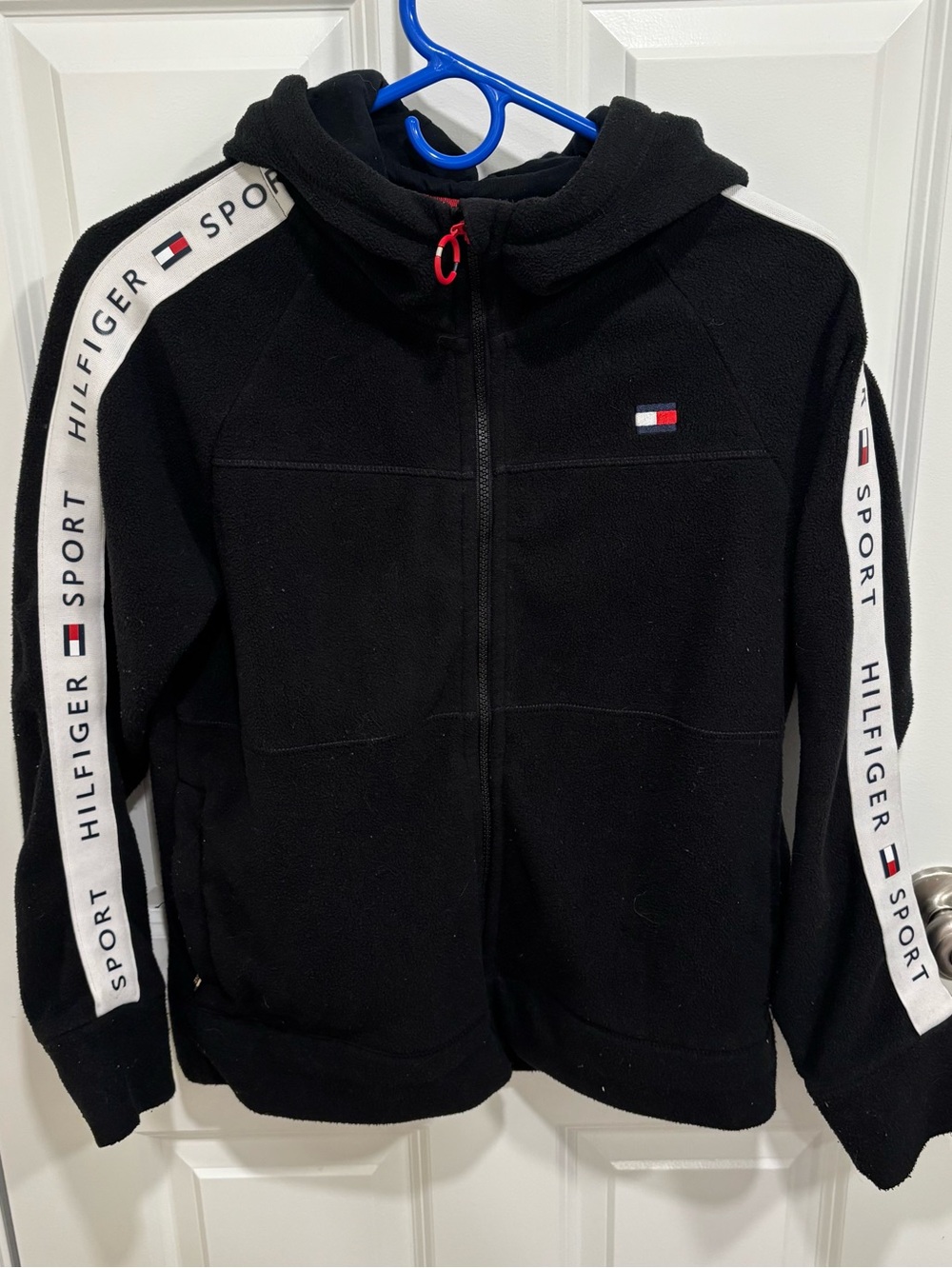 Tommy Hilfiger Sport Full Zip Black Fleece Sweatshirt Womens U.S. Small